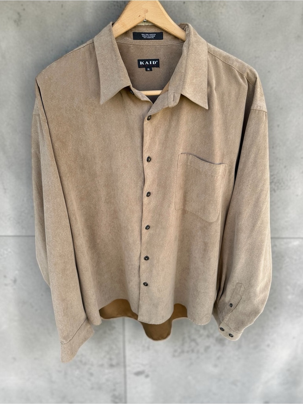 KAID Suede Button-Up Shirt Jacket in Taupe